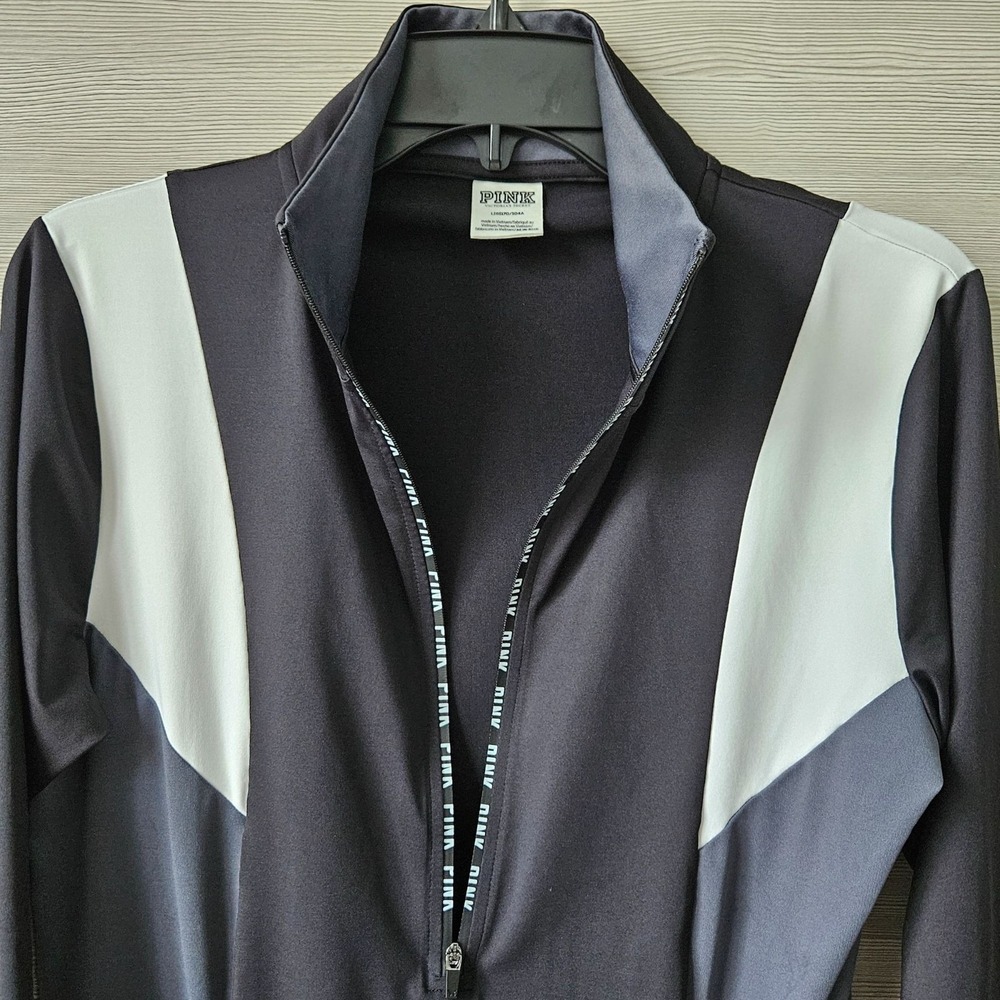 Victorias Secret Pink Womens Half Zip Pullover Long Sleeve Black Size L Athletic - Picture 6 of 12